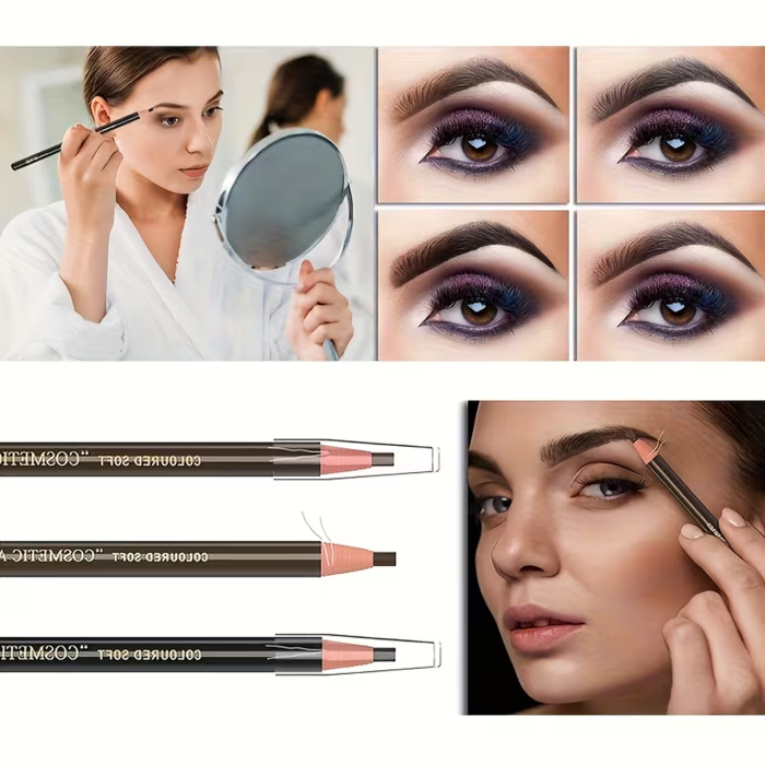 Косметичний водостійкий олівець для брів і очей Heng Ge Cosmetic Art, відтінок 03 Dark Brown, з Точилкою