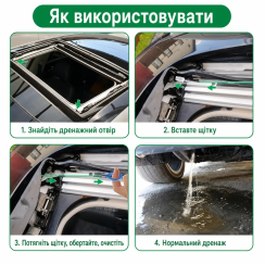 Щітка для чищення дренажних отворів автомобіля, Зелена