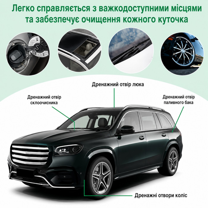 Щетка для чистки дренажных отверстий автомобиля, Зеленая