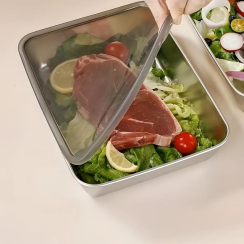 Набір контейнерів для продуктів з нержавіючої сталі з кришками, 3 шт