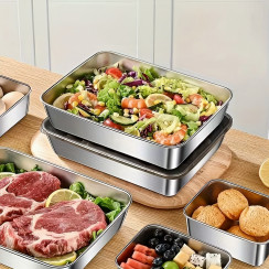 Набір контейнерів для продуктів з нержавіючої сталі з кришками, 3 шт