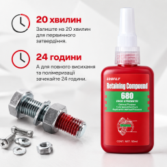 Клей для гвинтів та фіксації різьби 680 Сильна фіксація втулкових елементів (High Strength) 50 мл