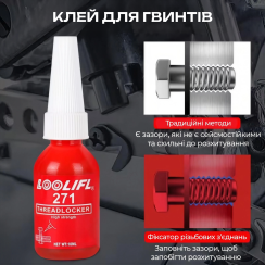 Клей для гвинтів та фіксації різьби 271 Сильна фіксація (High strength) 10 мл
