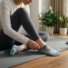 Шкарпетки для йоги та пілатесу Yoga з пальчиками антиковзаючі 35-40 Блакитні