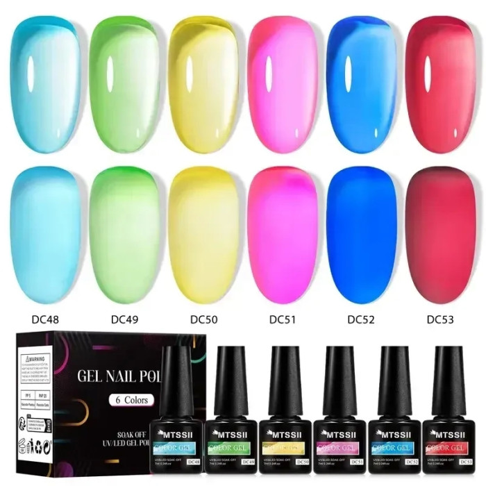 Набір прозорих гель-лаків MTSSII Jelly Nail Gel, 6 шт — натуральний желейний манікюр