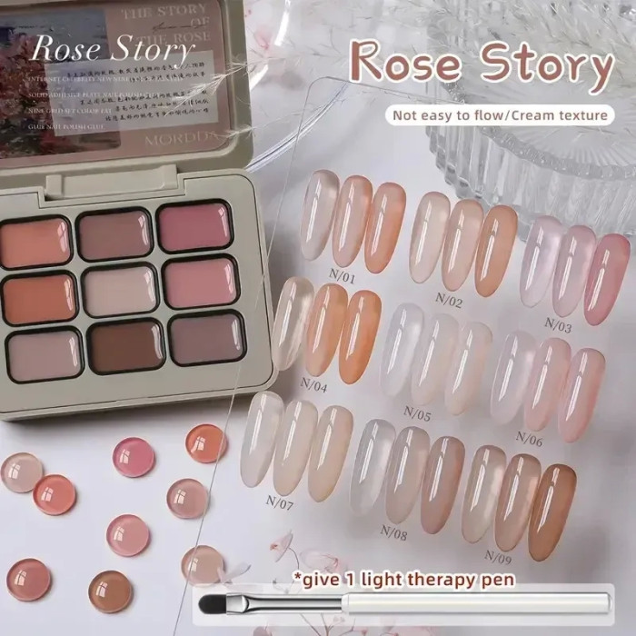 Набір гель-лаків MORDDA Rose Story — 9 олійних відтінків
