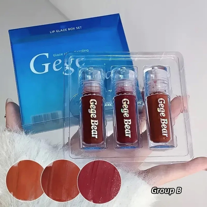 Набір дзеркальних блисків-тінтів Gege Bear blue з фруктовим ароматом, 3 шт