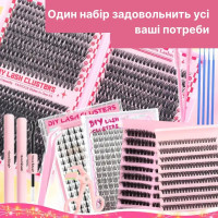 Подарунковий набір пучкових вій для DIY нарощування, 5 палеток, клей, інструменти
