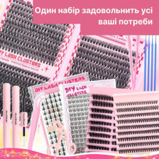 Подарунковий набір пучкових вій для DIY нарощування, 5 палеток, клей, інструменти