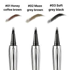 Подвійний тонкий вологостійкий маркер для брів RUW #01 Honey coffee brown, коричневий