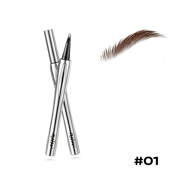 Подвійний тонкий маркер для брів RUW #01 Honey coffee brown, коричневий