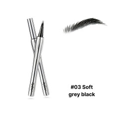 Подвійний тонкий вологостійкий маркер для брів RUW #03 Soft grey black, сіро-чорний