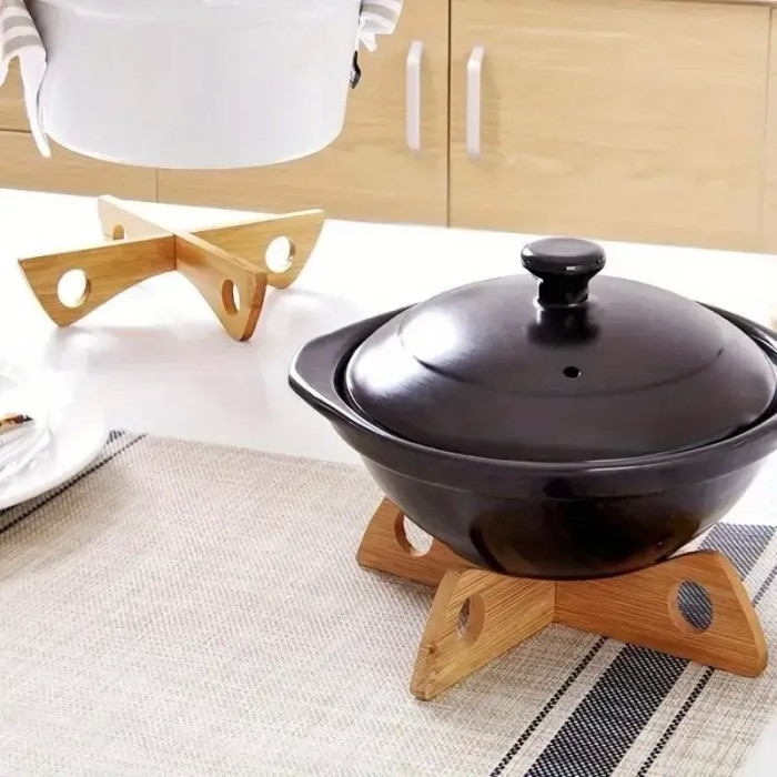 Двусторонняя бамбуковая кухонная подставка под горячее