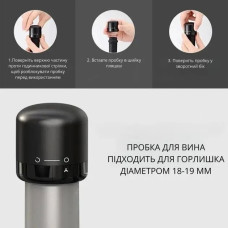 Набір вакуумних пробок багаторазових пробок для вина та шампанського STOPPER Чорні 2шт.