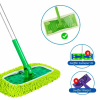 Набор из 2 шт сменных микрофибровых насадок для швабры Swiffer на резинке Салатовые