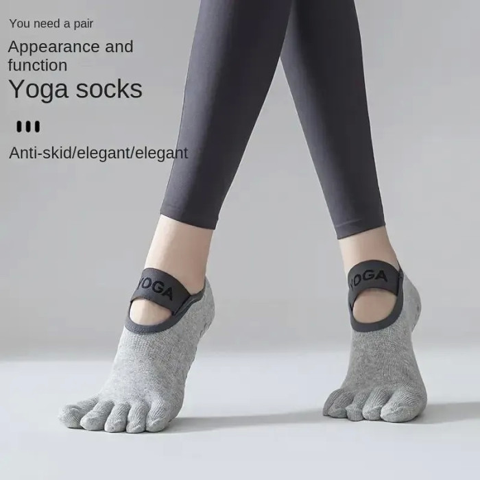 Носки для йоги и пилатеса Yoga с пальчиками Серые 35-41
