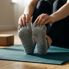 Шкарпетки для йоги та пілатесу Yoga з пальчиками антиковзаючі Сірі 35-41