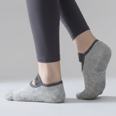 Шкарпетки для йоги та пілатесу Yoga з пальчиками антиковзаючі Сірі 35-41