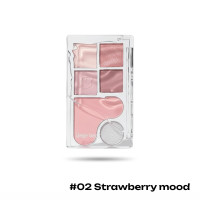 Палетка тіней для повік Gege bear 5 кольорів з рум'янами та глітером, 02 Strawberry mood