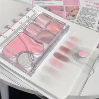 Палетка тіней для повік Gege bear 5 кольорів з рум'янами та глітером, 02 Strawberry mood