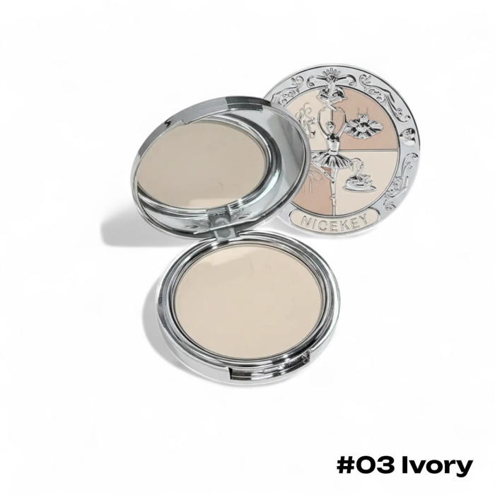 Пудра для лица Nicekey, компактная фиксирующая водостойкая, с зеркалом, 03 Ivory