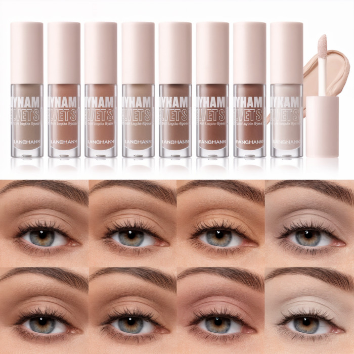 Набор из 8 жидких матовых теней для век, Langmanni Nude Dynamic Velvet Soft