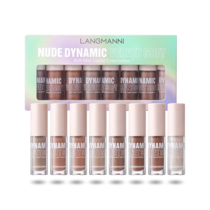 Набор из 8 жидких матовых теней для век, Langmanni Nude Dynamic Velvet Soft