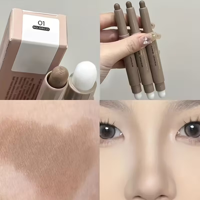 Контуринг стик для носа, двухсторонний с кисточкой Herorange, 01 Light shadow