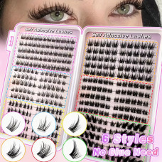 Самоклейні накладні вії-пучки Self Adhesive Lashes, 360 шт, 30D вигину, пучкові вії, чорні