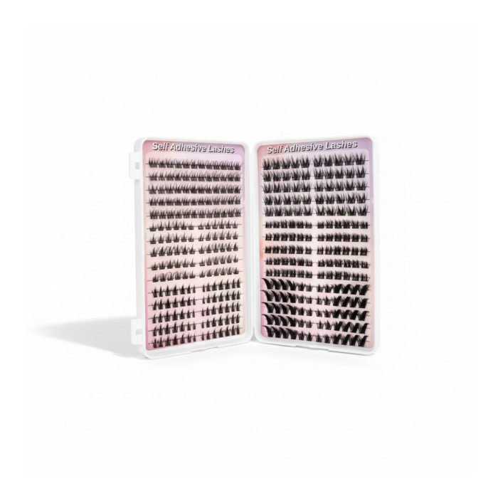 Самоклеящиеся накладные ресницы-пучки Self Adhesive Lashes, 360 шт., изгиб 30D, пучковые ресницы, чёрные