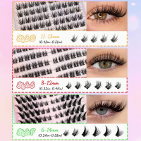 Самоклеящиеся накладные ресницы-пучки Self Adhesive Lashes, 360 шт., изгиб 30D, пучковые ресницы, чёрные