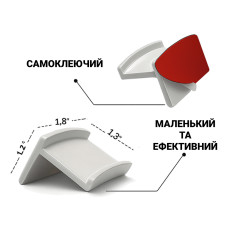 Гачок самоклеючий для навушників, кепок та сумок, білий