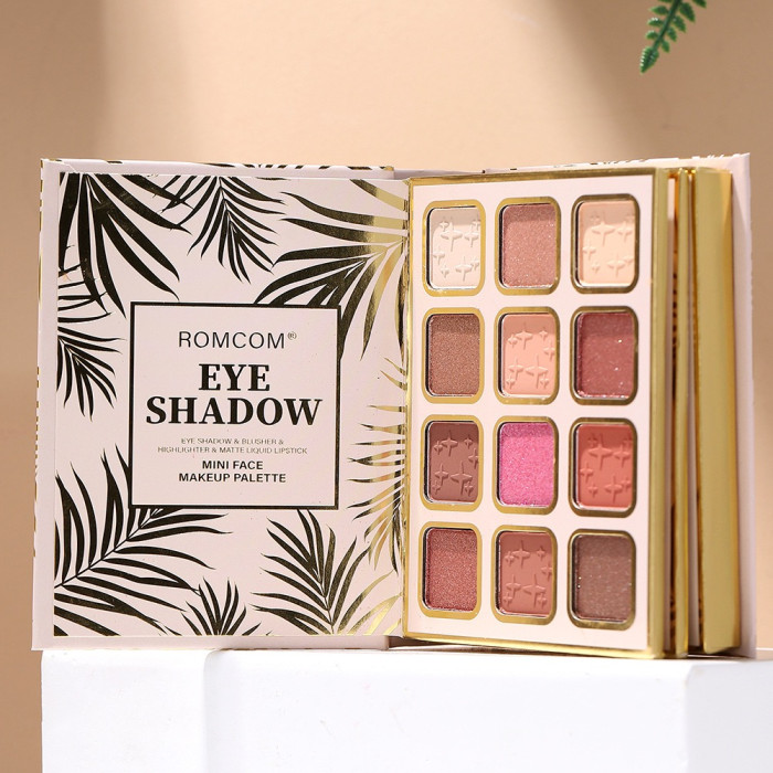 Набір косметики Romcom Mini Face Makeup Palette палетка книга тіні, рум'яна, хайлайтер та помади