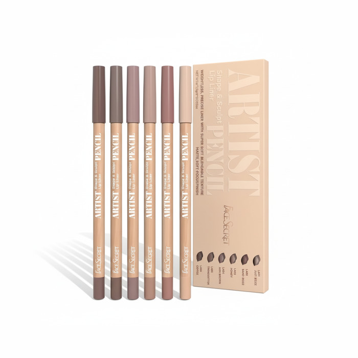 Набор матовых карандашей для губ Face Secret, оттенок Nude brown