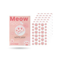 Патчи от прыщей и акне гидроколлоидные Hitworker Meow Spot в форме лапок, Прозрачные с розовым, 216 шт